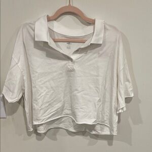 Classic White Polo Crop Top